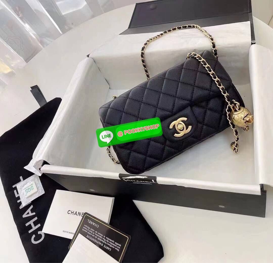 Chanel MINI FLAP BAG CAVIAR Leather GOlD tone hardware