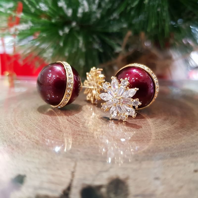 Merry Christmas Earring งานหน้าหลัง งานเพชร CZ แท้ snowflex น่าร๊ากก