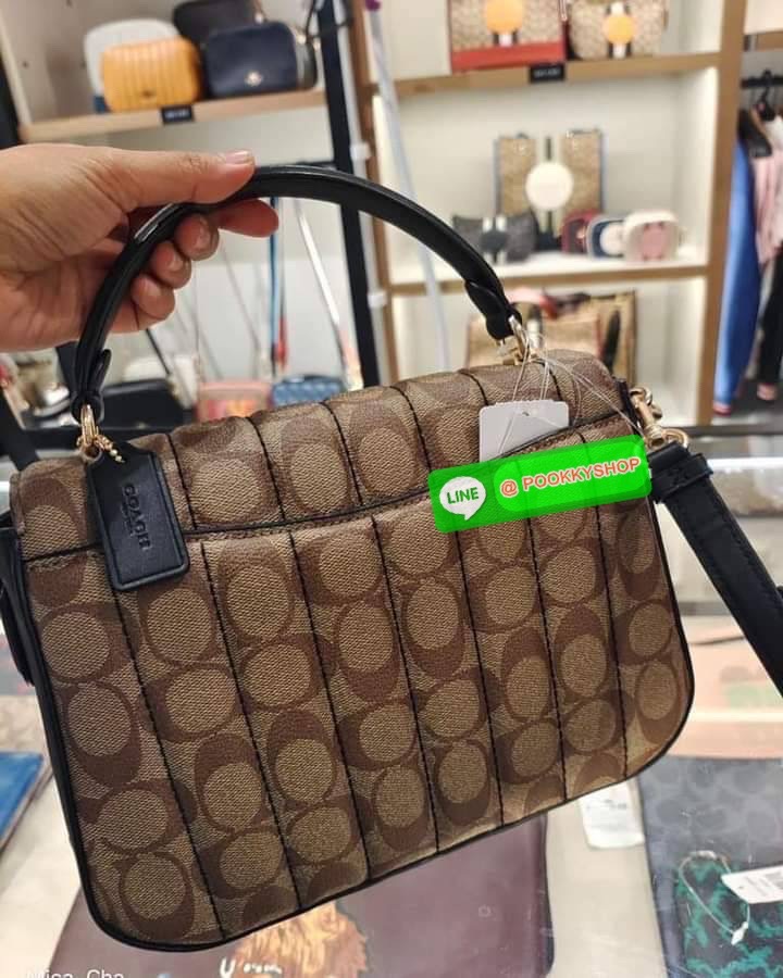 NEW IN💥>>รุ่นหายากก็มา แย่งกันแทบไม่ทัน🌺🌈//>>COACH MARLIE TOP HANDLE SATCHEL IN SIGNATURE CANVAS WITH QUILTING(COACH C5645) 🌺กระเป๋าถือ สะพาย วัสดุหนังแคนวาส ตัดขอบดีเทลด้วยหนังแท้ ขึ้นทรงสวยมากๆ //มีสายสะพายยาว