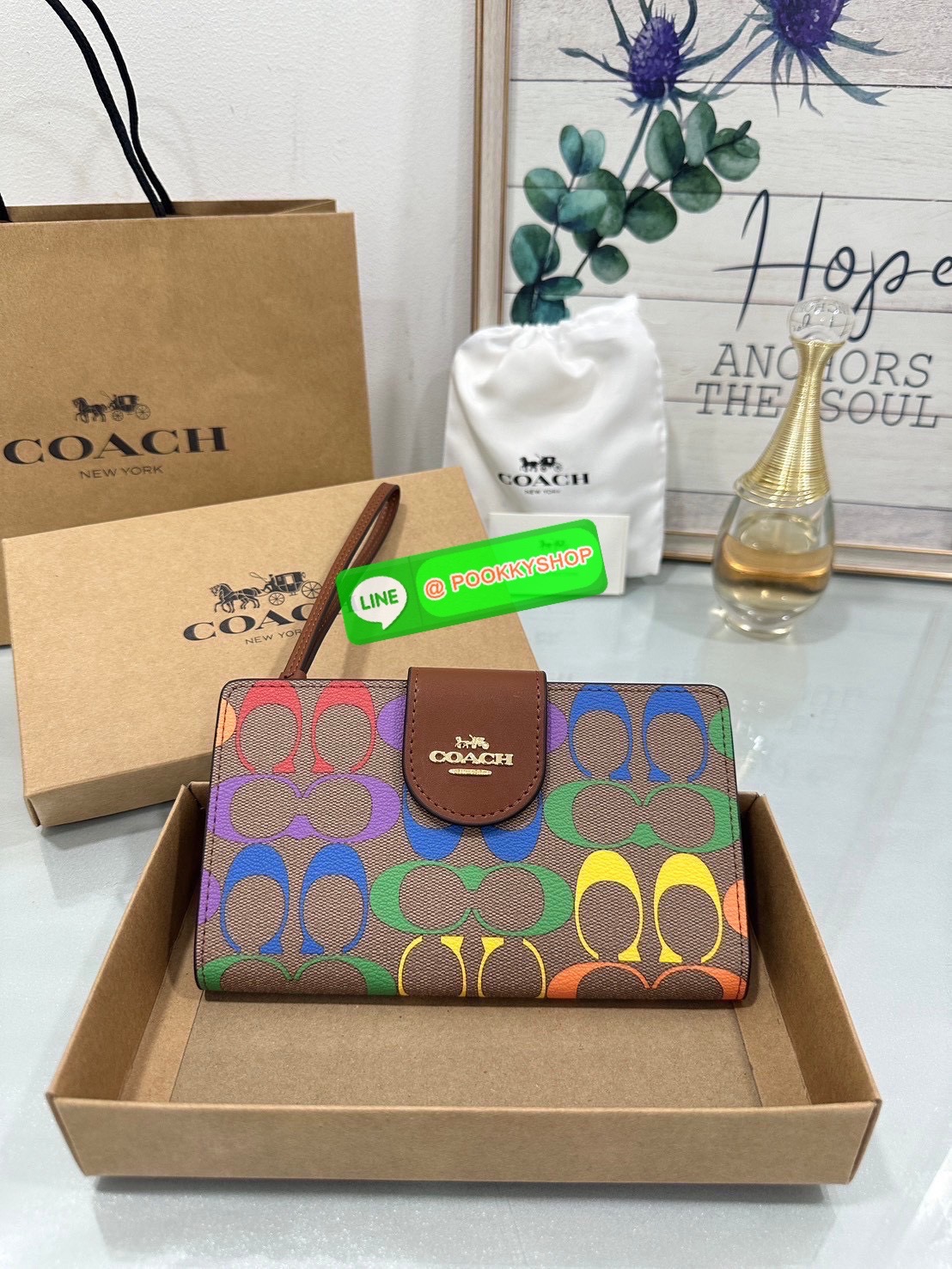 🍀Coach C2874 Tech Phone Wallet In Colorblock Signature 🍀 COLOR: signature canvas