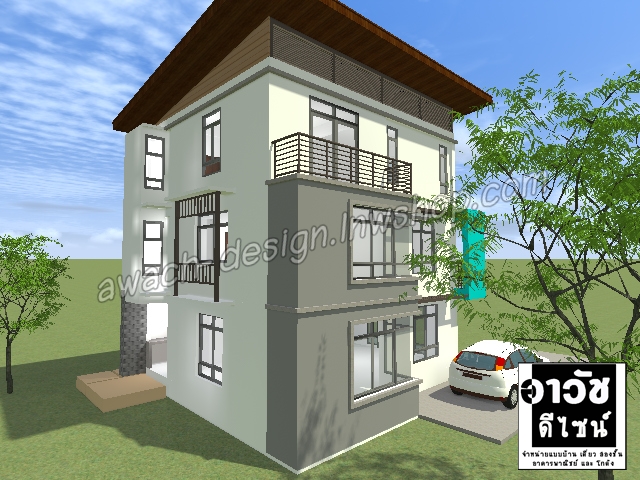 C0220 แบบบ้านพักอาศัย 3 ชั้น 3 ห้องนอน