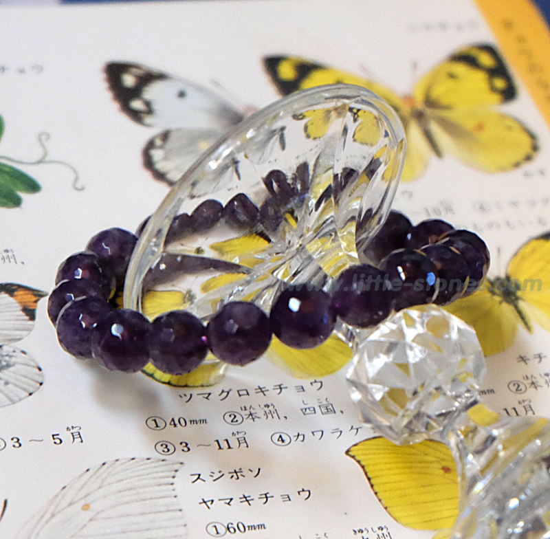 ++ Amethyst - อเมทิสต์ สีม่วงเข้ม เม็ดกลมเจียระไน ขนาด 9-10 mm ++