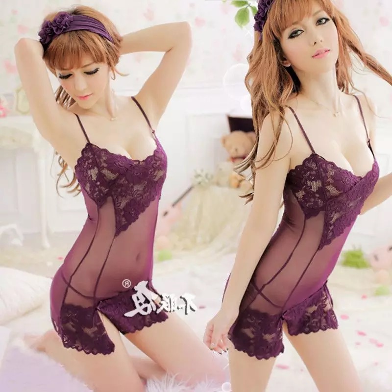 ชุดนอนเซ็กซี่ ชุดนอน ซีททรู ชุดนอนสายเดี่ยว ซีทรู แต่งลูกไม้ สีม่วง เนื้อผ้าเกรดไฮโซ เกรดหรู นุ่มลื่น ยืดหยุ่นได้มาก แต่งลูกไม้ช่วงอกและชาย แบบเซ็กซี่ ไฮโซมากมายเลยคะ