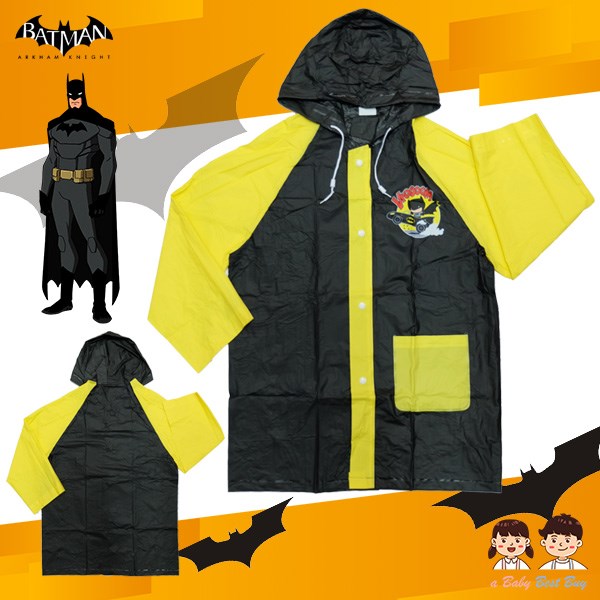 "" เสื้อกันฝนเด็ก สกรีนลาย BAT MAN มีหมวก(ฮู้ด) ใส่คลุมกันฝน สุดเท่ห์ ลิขสิทธิ์แท้ (ไซส์ M-L )