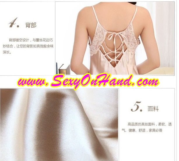 ชุดนอนผ้าไหม ชุดนอน ไหมแท้ เกรด AAA สีแชมเปญ ไสตล์คุณหนูหรูๆ ด้านหลังแต่งเชือก เซ็กซี่แบบมีระดับมากๆเลยคะ