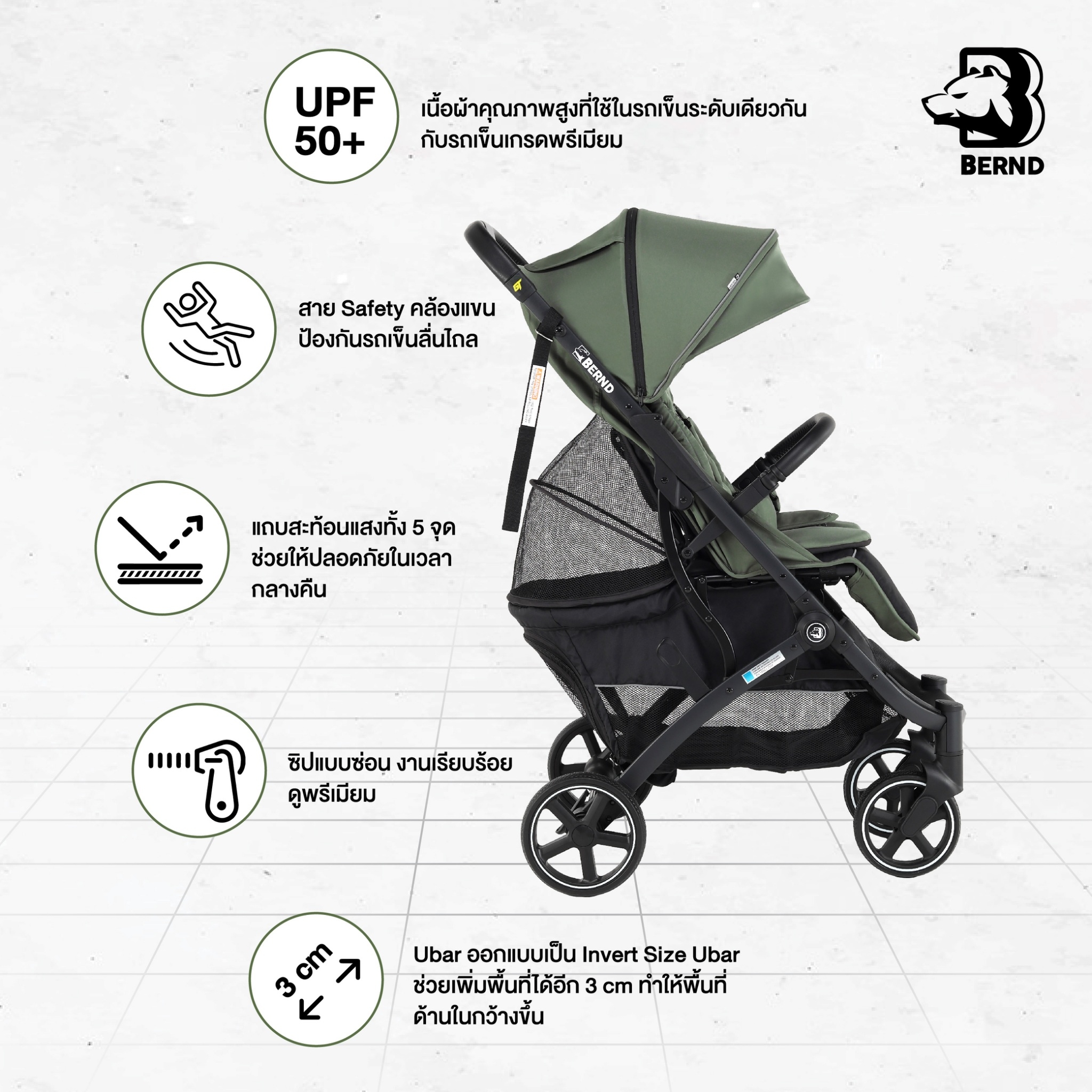 Bernd รุ่น Airplus GT รถเข็นเด็กใช้งานได้ตั้งแต่แรกเกิด – 6 ปี