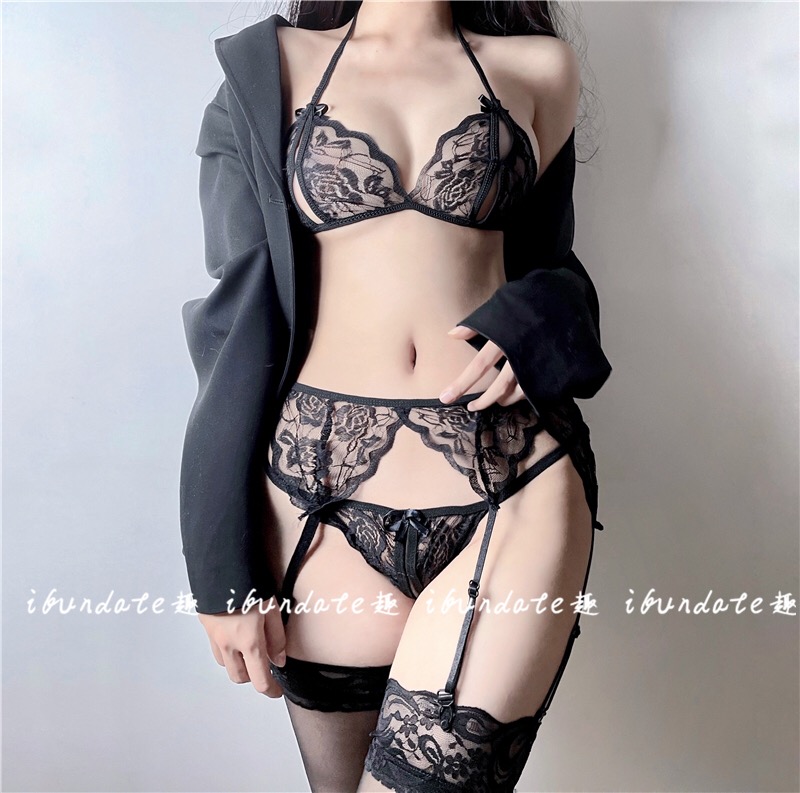 stocking สายรัดถุงน่อง ลูกไม้สีดำ ลูกไม้ยืด เกรดเอ ( เฉพาะสายรัดถุงน่อง /ไม่รวม G string กับถุงน่องนะคะ)