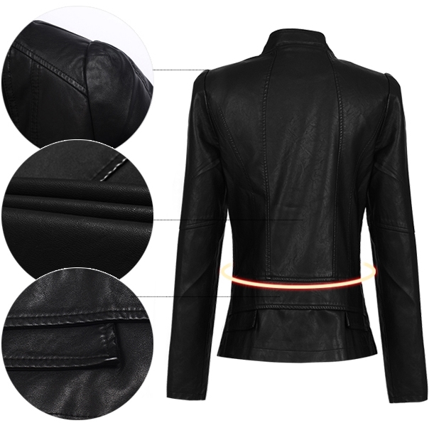 เสื้อผ้าแฟชั่นนำเข้า : เสื้อแจ็คเก็ต เสื้อหนังแฟชั่น พร้อมส่ง สีดำ คอจีน ดีเทลด้วยปกโฉบเฉี่ยว แต่งกระเป๋าหลอกด้วยซิบรูด สุดเท่ห์ รายละเอียดเพิ่มเติม : หนังเนื้อนิ่มหน้าใส่ แต่งผ้าซับใน