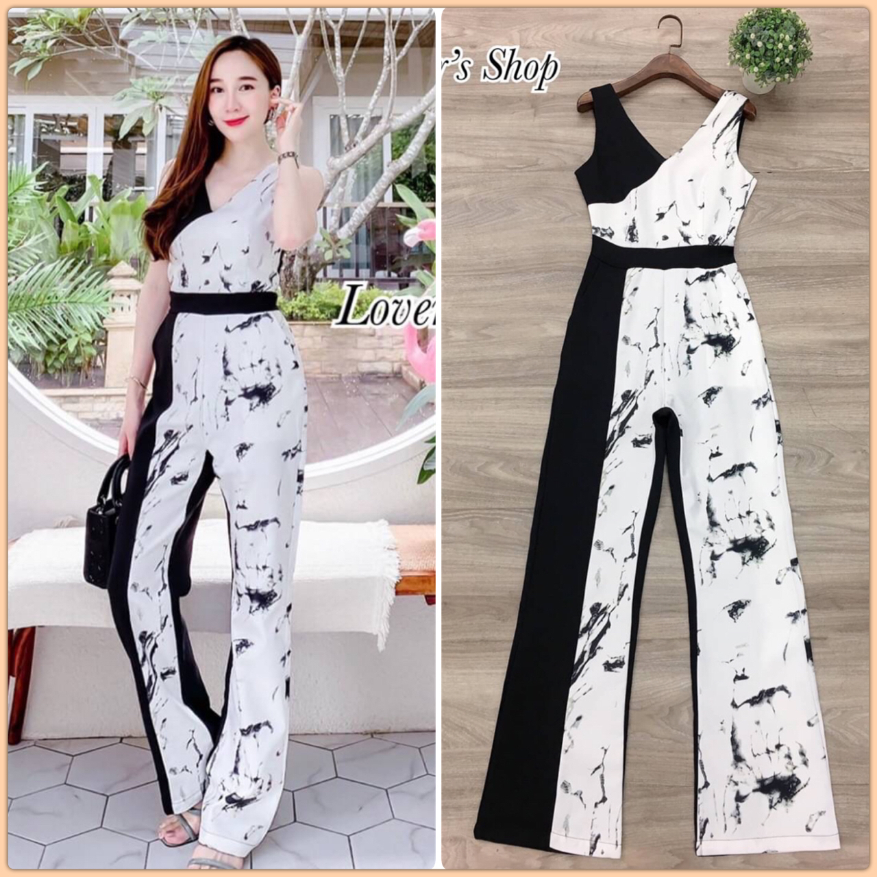 Detail : มาเพิ่มแล้วค้า จั้มสูทลายหินอ่อน ลุคเรียบหรูดูดี โทนสีสุดคลาสสิคขาวดำ ตัดต่อระหวางลายหินอ่อนกับผ้าพื้นดำ ทรงคอวีหน้า-หลัง เนื้อผ้าหนาเป็นทรงสวย งานซิบหลัง ชุดนี้ใส่ได้บ่อยค่ะ ใส่ยังไงก็สวย ไฮโซ ใส่แล้วดูแพงมากๆค้า