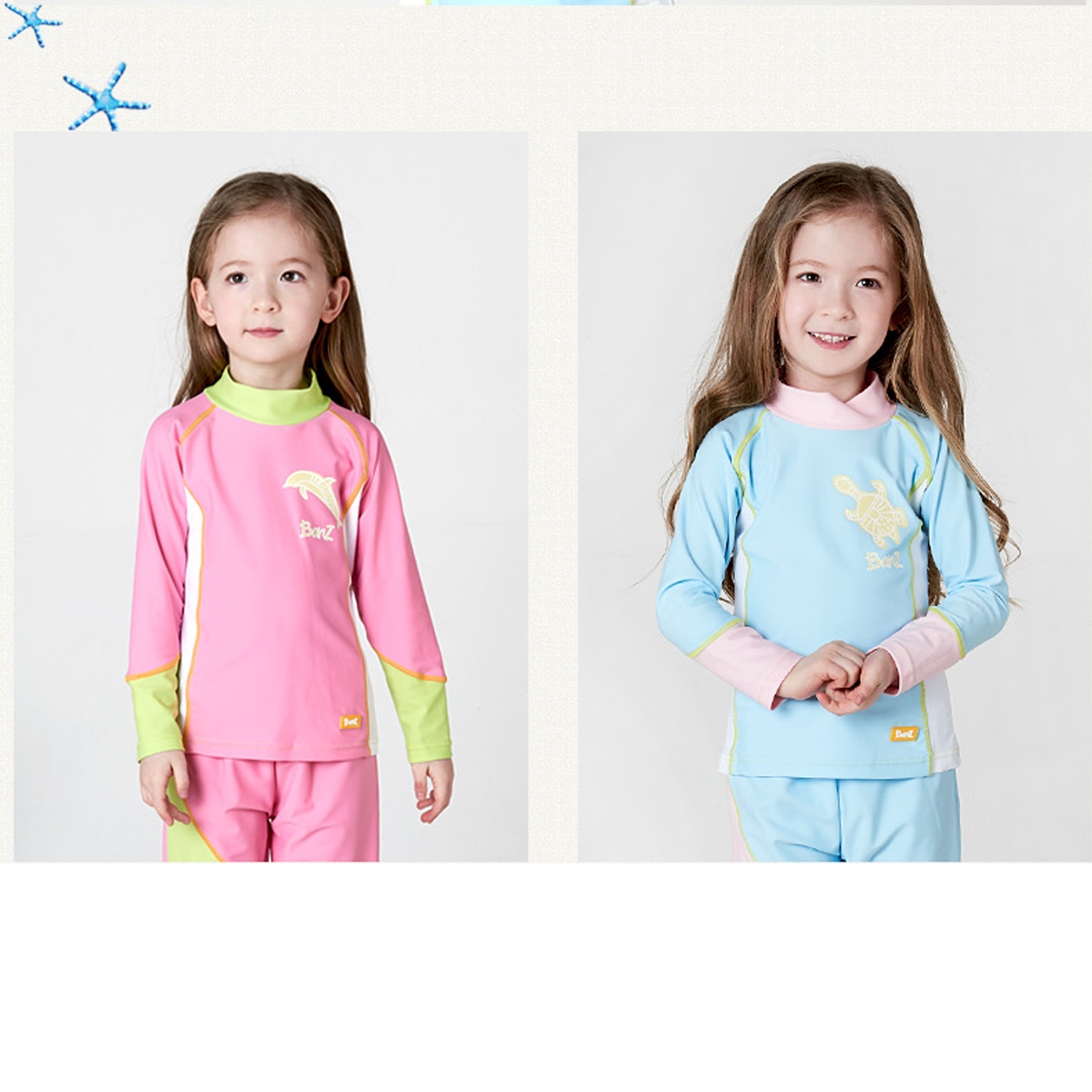 Banz ชุดว่ายน้ำเด็กหญิง ชุดว่ายน้ำเด็กชาย แขนยาวขายาว กันยูวี ลายโลมาและเต่า