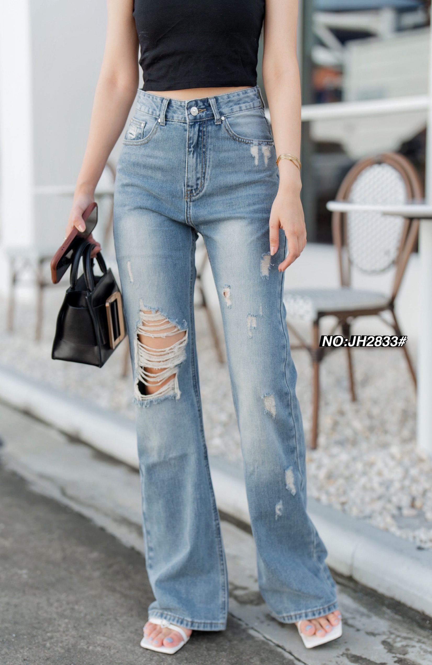 กางเกงแฟชั่น No.JH2833# -กางเกงยีนส์ขาม้ายาว ทรงเอวสูงงงง รุ่นนี้ขอบอกเลยผ้านิ่มมากๆๆ