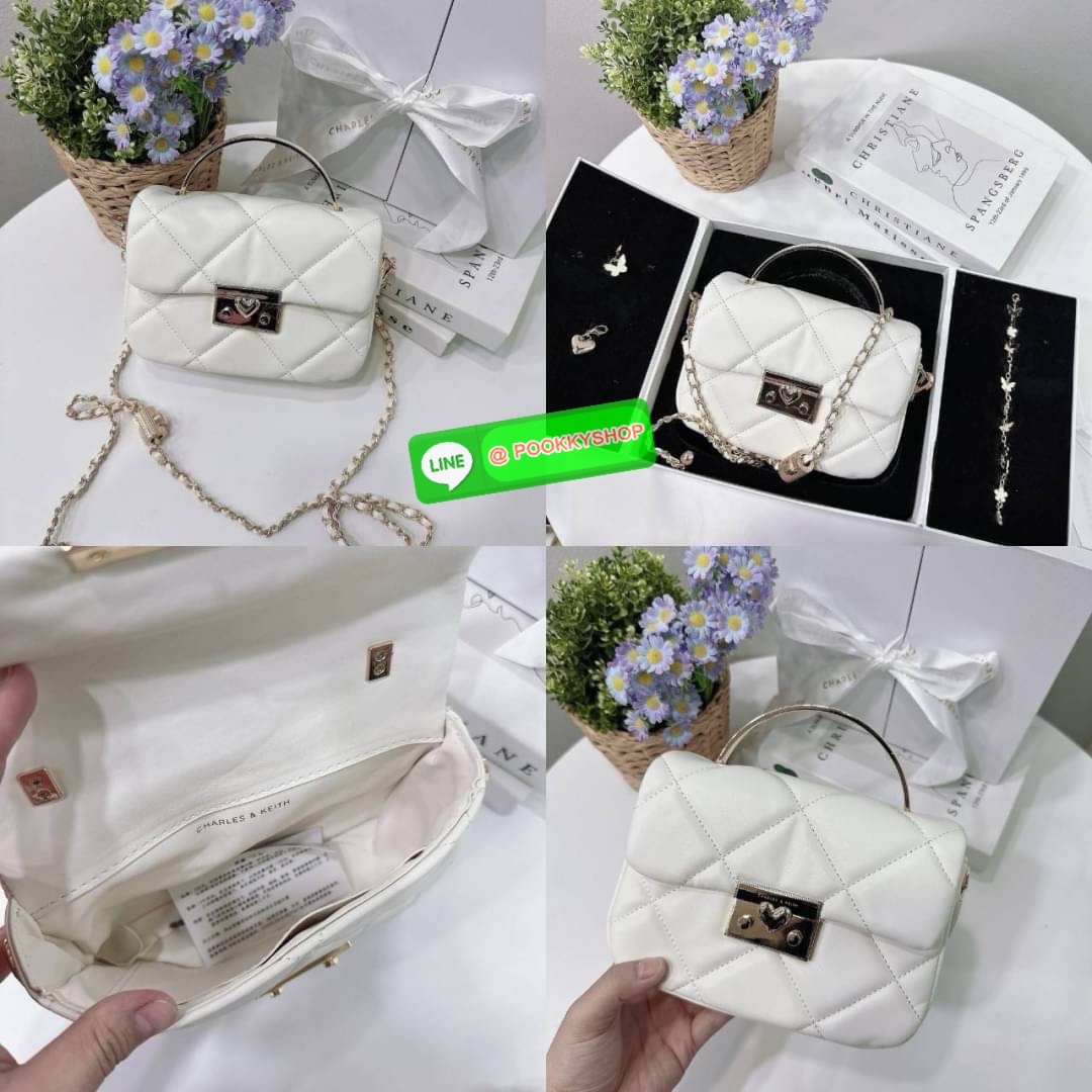Charles&Keith แท้ Outlet ถือออกงานได้ สะพายได้ ให้ลุคลูกคุณหนู มาพร้อมกล่อง เหมาะสำหรับมอบเป็นของขวัญได้ มี 3 สี