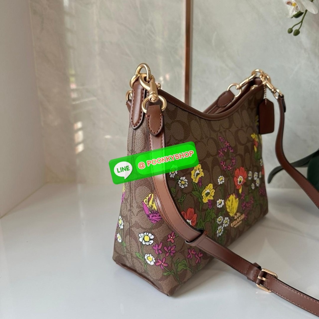 COACH LAUREL SHOULDER BAG IN SIGNATURE CANVAS WITH FLORAL PRINT (CR150) 🔖กระเป๋าถือ/สะพายข้าง คอลเลคชั่นใหม่ โดดเด่นปริ้นลายดอกไม้