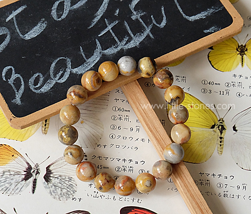 ++ Crazy Lace Agate เครซี่เลซอาเกต เม็ดกลม ขนาด 10 mm ลายกระจุ๋งกระจิ๋งน่ารัก ++