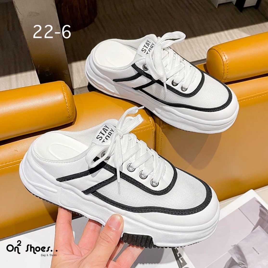 New‼️รองเท้าผ้าใบแฟชั้นสไตล์แบรนด์ รองเท้าผ้าใบเปิดส้น ส้นสูง 2.5" สวยเทห์ เปะปังมากงานสวยล้ำไม่ซ้ำใคร งานจริงใส่สวยมากใส่ง่าย งานดี วัสดุเกรดดีทุกชิ้นค่ะ