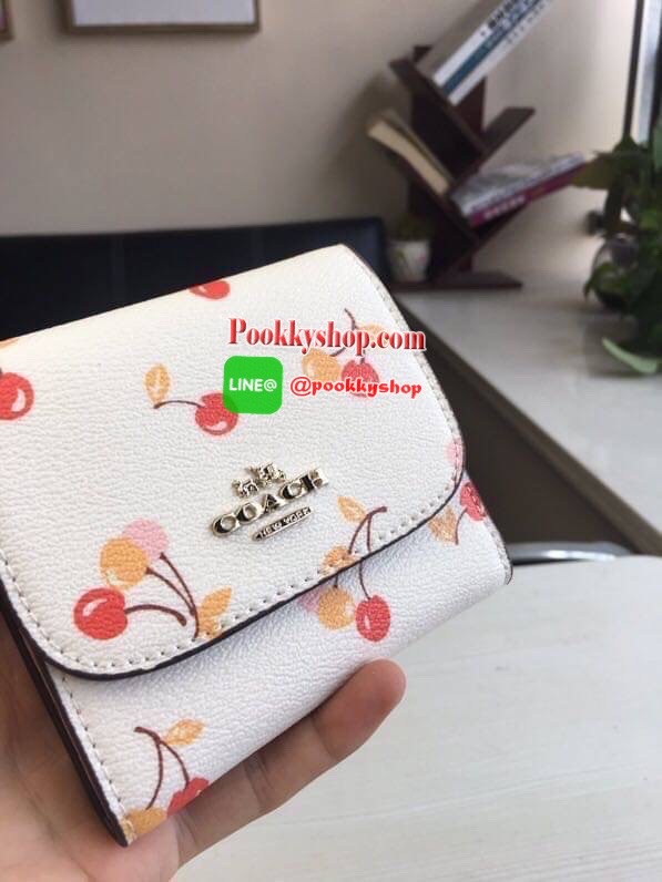 Coach Flower Triple Fold Short Clip Small Cute Ultra-practical 7 Cards Postpositioned with Small Change Pocket