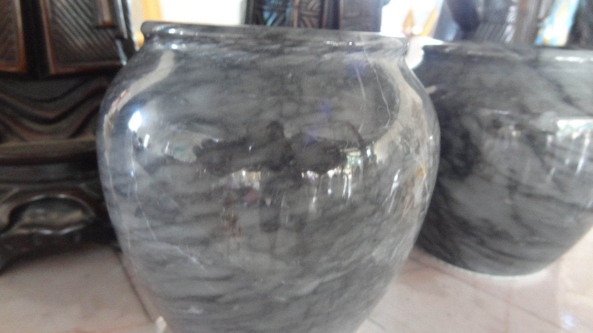 โอ่งหินอ่อน ขนาด กว้าง 10 สูง 12 เซนติเมตร