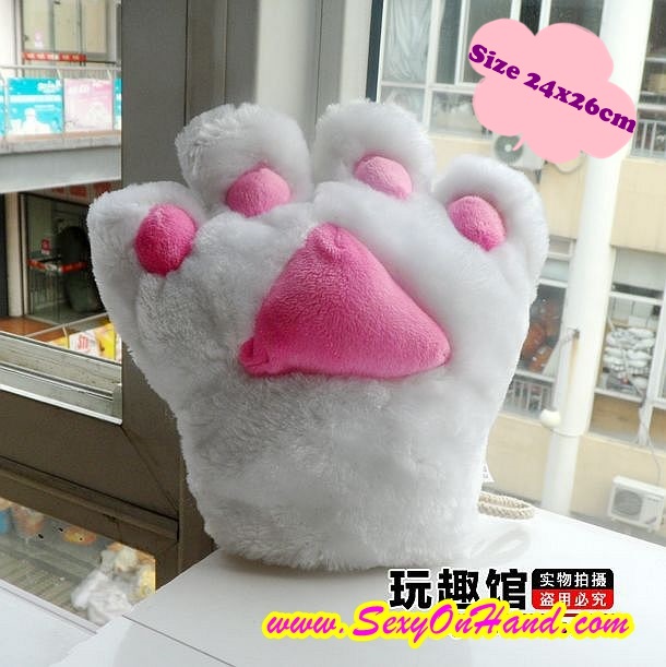 ถุงมือ แมวเหมียว สีขาว ถุงมือคอสเพลย์ ถุงมือแมว ใส่ได้ทั้งเด็กและผู้ใหญ่ Size 22x26cm