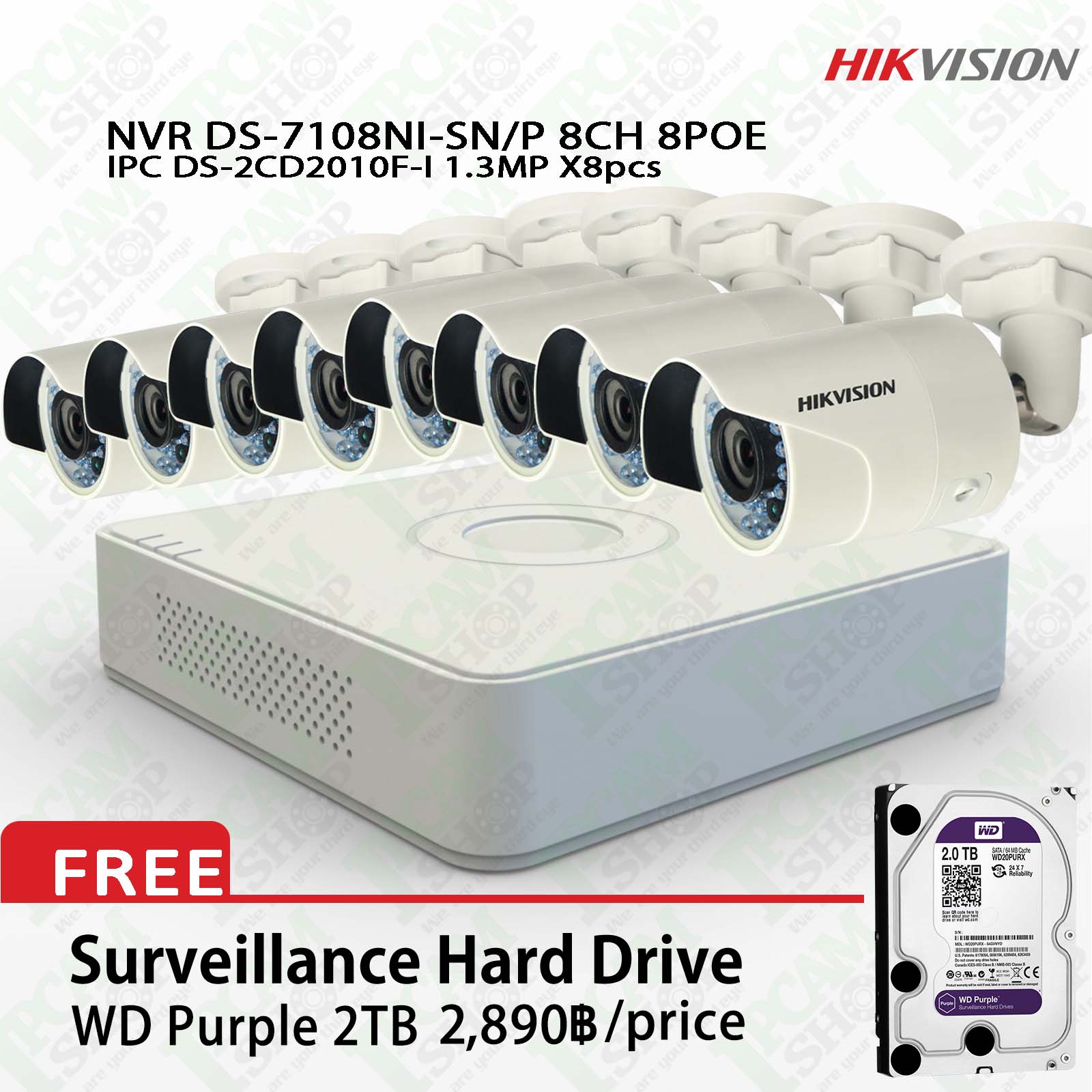 Hikvision POE Kit DS-7108NI-SN/P, DS-2CD2010F-Ix8