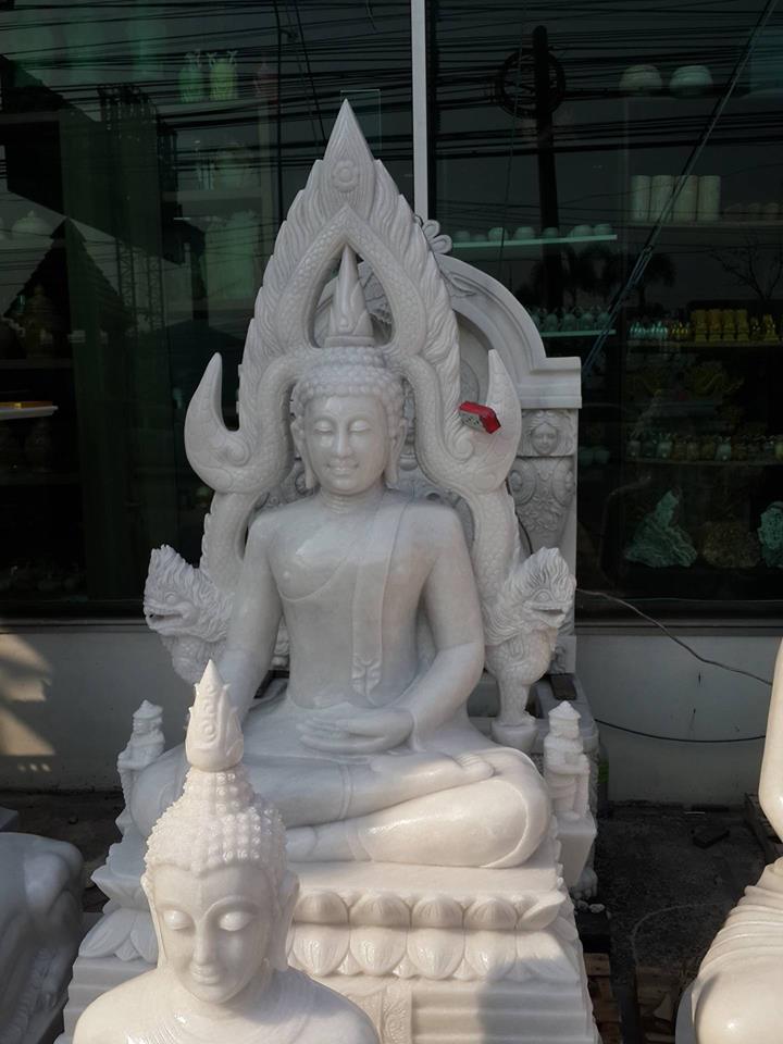 พระพุทธรูปหินอ่อน หน้าตัก 110 cm สูง 200 cm ลึก 80 cm