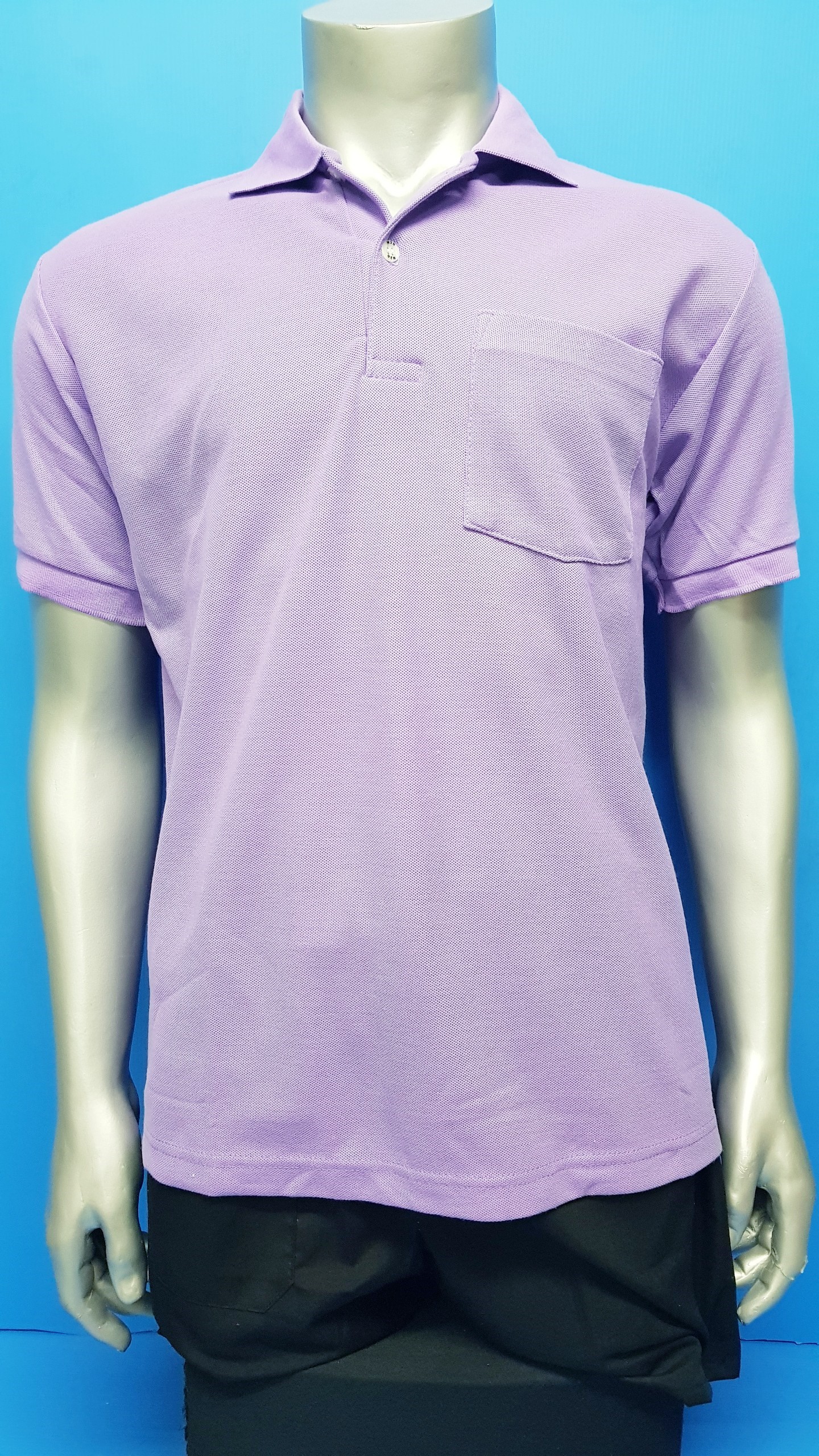 รหัส O35 : เสื้อยืดโปโลช่างสีม่วงอ่อนล้วน