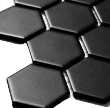 Hexagon 2" (โมเสคลายรังผึ้ง ขนาด 2 นิ้ว) : Matte Black (สีดำ /ด้าน) / แผ่น
