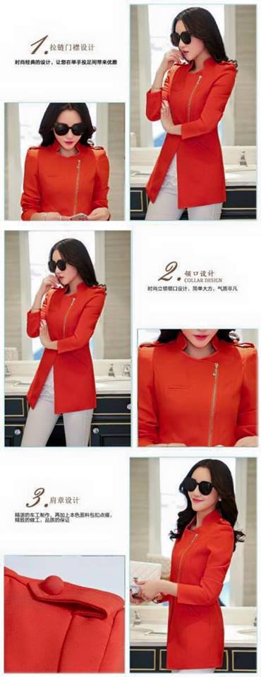 เสื้อผ้าแฟชั่นนำเข้า : เสื้อสูทแฟชั่น เสื้อสูททำงาน พร้อมส่ง สีส้มสดใส เนื้อผ้าคอตตอน 100% เนื้อผ้าดี มีความยืดหยุ่นได้ดีค่ะ งานเนี๊ยบ คัตติ้งสวยสุดๆ ดีไซน์คอป้าย หรือ ใส่แบบคอปกเก๋ ไม่มีซับใน แต่งกระเป๋าหลอก แต่งหัวไหล่สุดเท่ห์ ดีเทลตัดเย็บด้วยความประณีต
