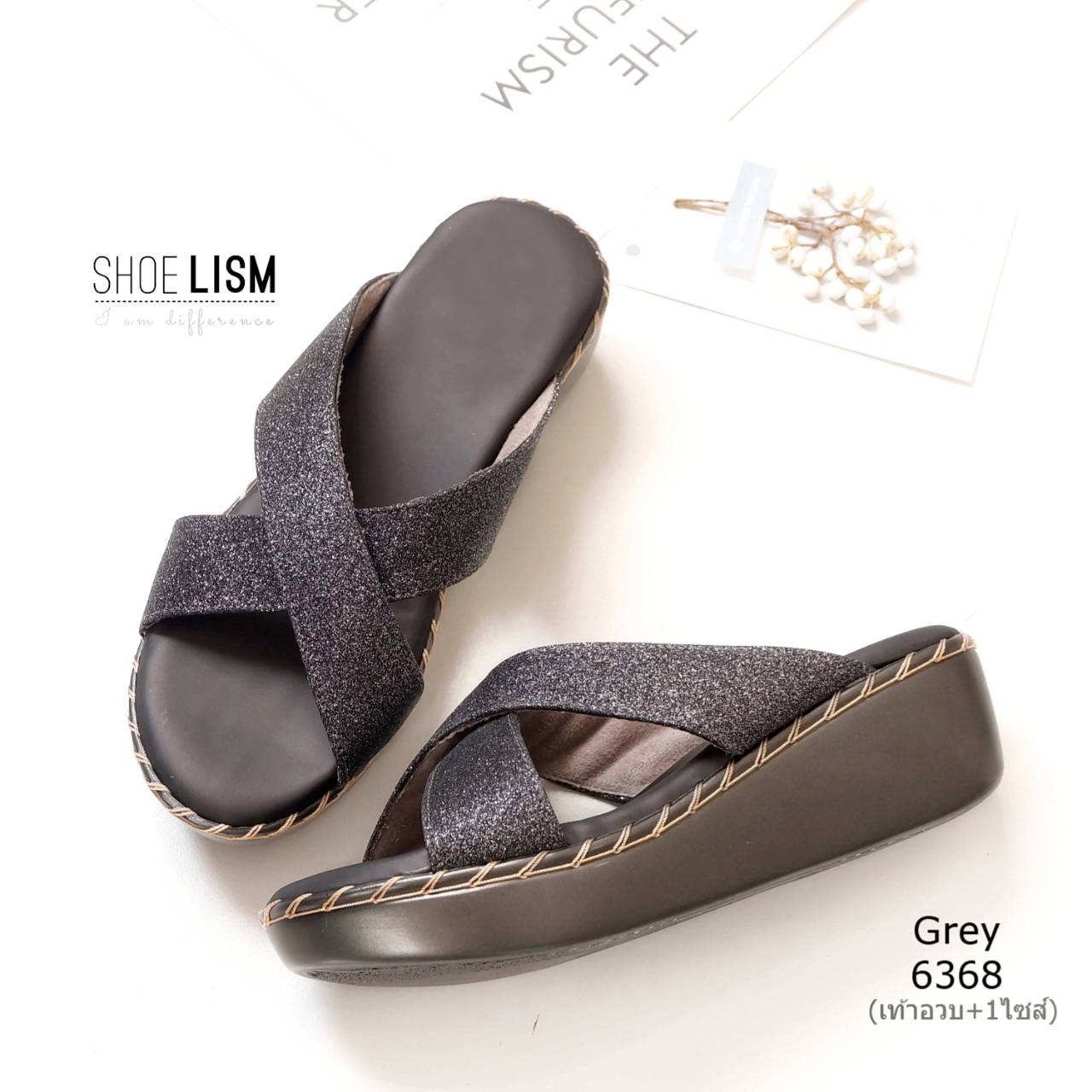 สินค้าพร้อมส่ง มาใหม่คร้าางานหน้าไขว้ รองเท้าลำลองส้นเตารีด สวมใส่ง่าย ใส่สบาย พื้นนิ่ม แมทซ์กับชุดไหนก็เก๋ๆๆคร้าา!👍