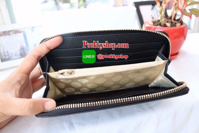 KATE SPADE WALLET กระเป๋าสตางค์ใบยาวรุ่นยอดนิยม วัสดุหนัง safiano เรียบหรู ดูดี อะไหล่ทอง ด้านในมีช่องซิป ช่องใส่เหรียญ ช่องใส่บัตรได้เยอะจุใจ พร้อมกล่อง