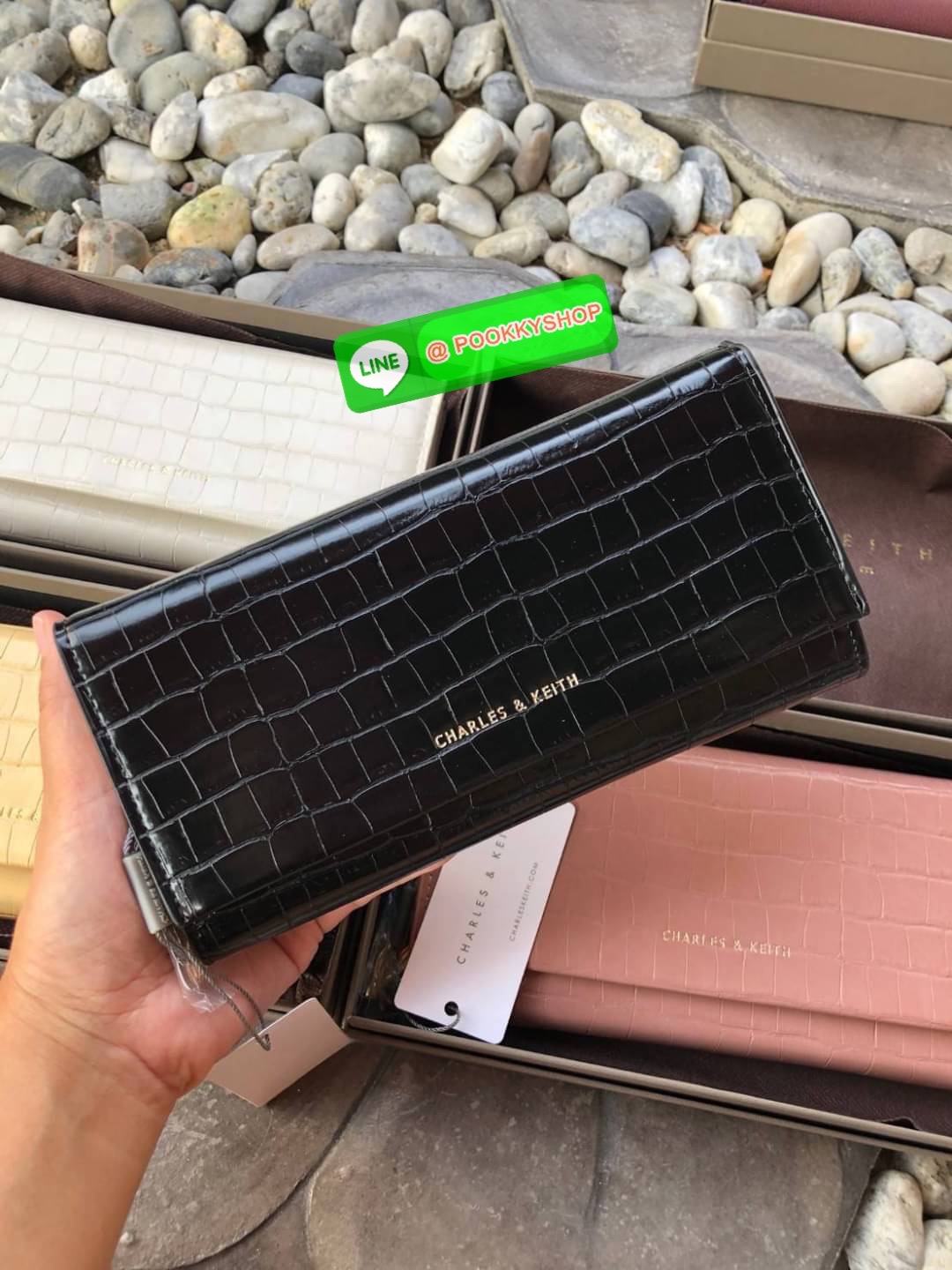charles&keith กระเป๋าสตางค์ใบยาว คอลเลคชั่นใหม่ งานแท้Outlet หนังcroc