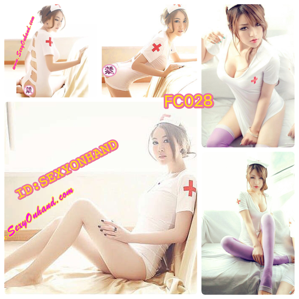 ชุดคอสเพลย์ พยาบาล แสนสวย ชุดเดรสสั้น เนื้อผ้ายืด คอวีเว้าลึก ด้านหลังแต่งเว้า โชว์ความเซ็กซี่ บาดใจสุดๆค่า +G-string +คาดผมพยาบาล +ถุงน่องตาข่ายเขุ้าชุดคะนางพยาบาล สีขาว