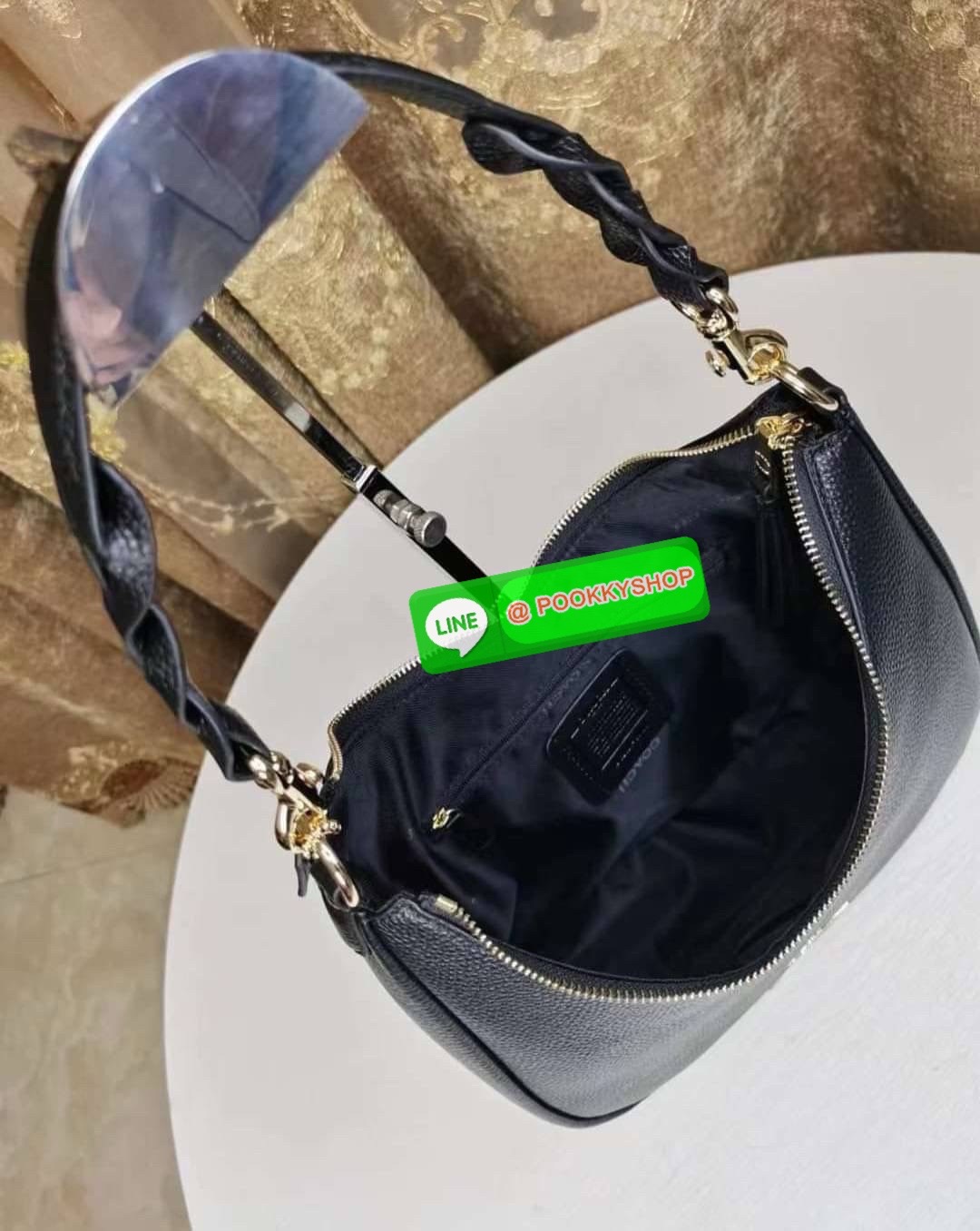 Coach C9190 Jules Hobo Shoulder Crossbody bag Refined pebble leather Inside zip and multifunction pockets Zip-top closure, fabric lining Detachable handle with 11" drop Outside zip pocket