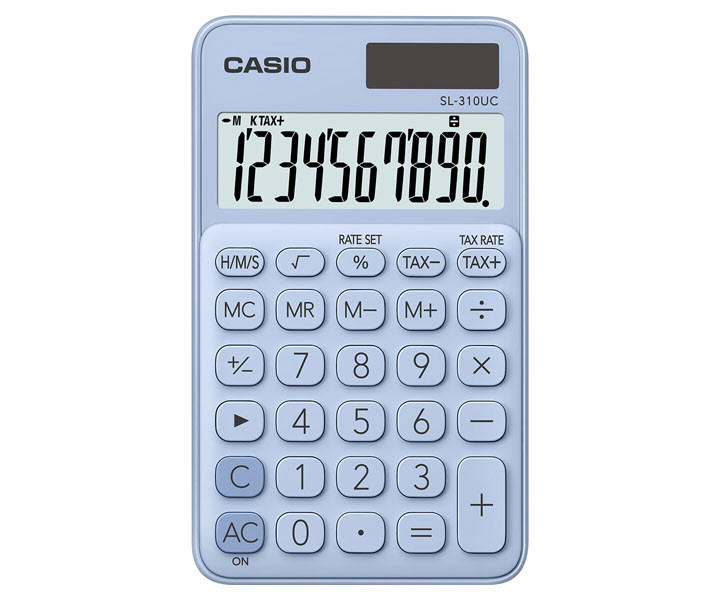 เครื่องคิดเลขพกพา 10 หลัก Casio # SL-310UC สีฟ้าอ่อน