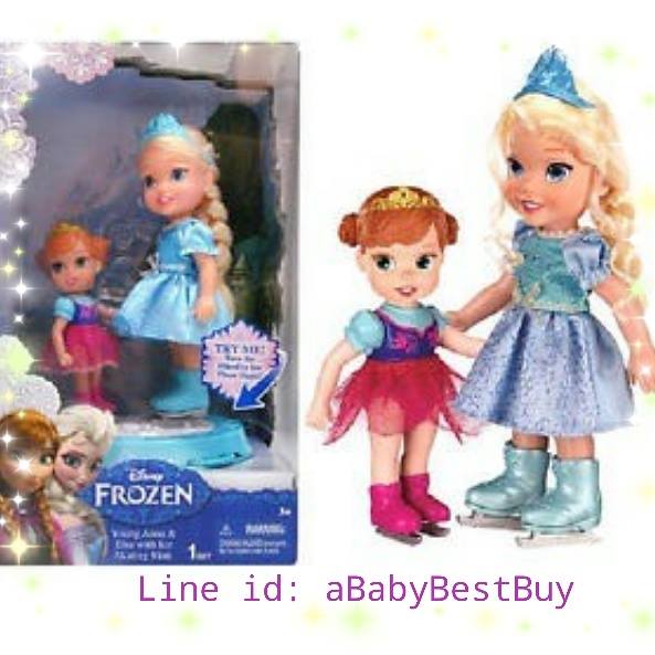 z Disney Frozen 6inch Elsa with Baby Anna figure from USA น่ารักมากๆ สองพี่น้องเอลซ่า&อันนา เล่นไอซ์สเก็ต เลื่อนหมุนเป็นวงกลมได้ ของแท้100% นำเข้าจากอเมริกา