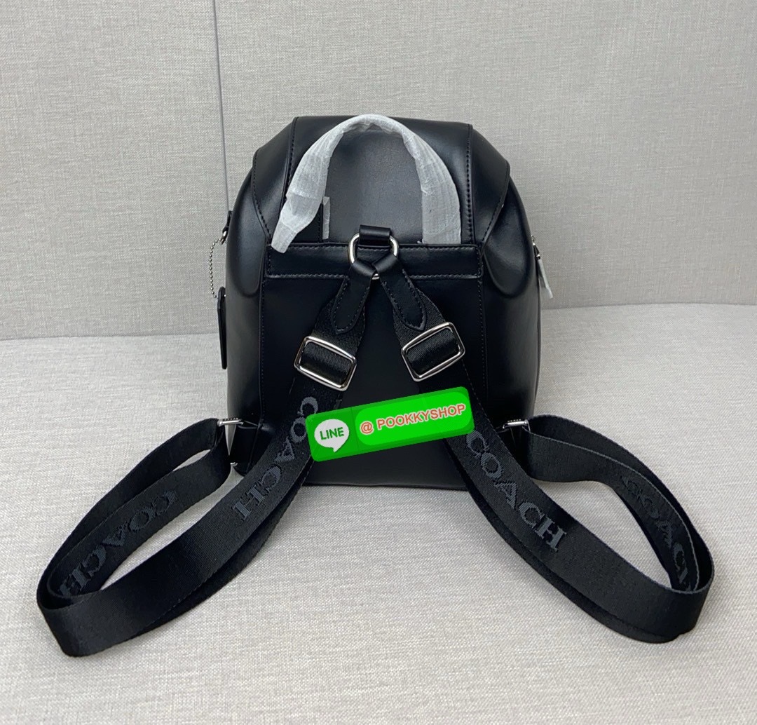 COACH PACE BACKPACK COACH CR100 | Refined calf leather | Inside zip and multifunction pockets | Drawstring and speedclip closures, fabric lining | Handle with 3" drop | Outside zip pocket | Outside zip access to interior |