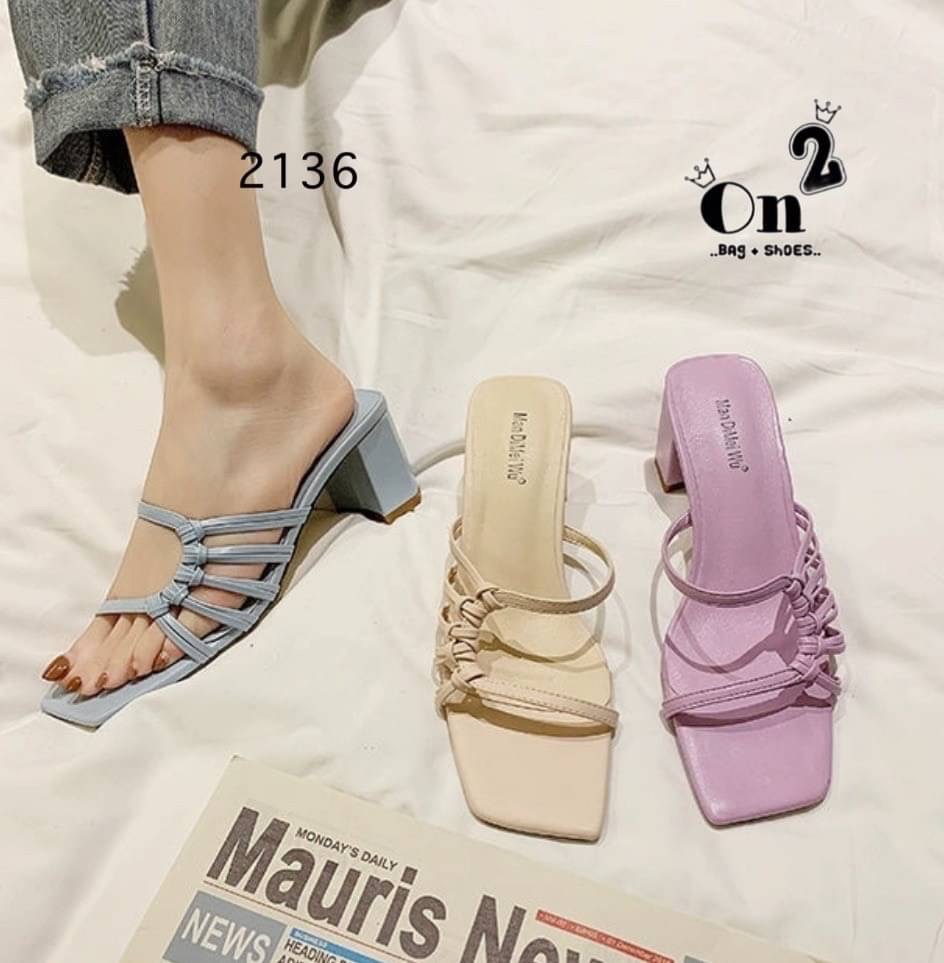 แบบใหม่พร้อมส่ง...รองเท้าส้นสูงสวมหน้าดีไซน์หนังสานงานเรียบเก๋สีพาสเทลสวยๆพร้อมส่ง3 สี