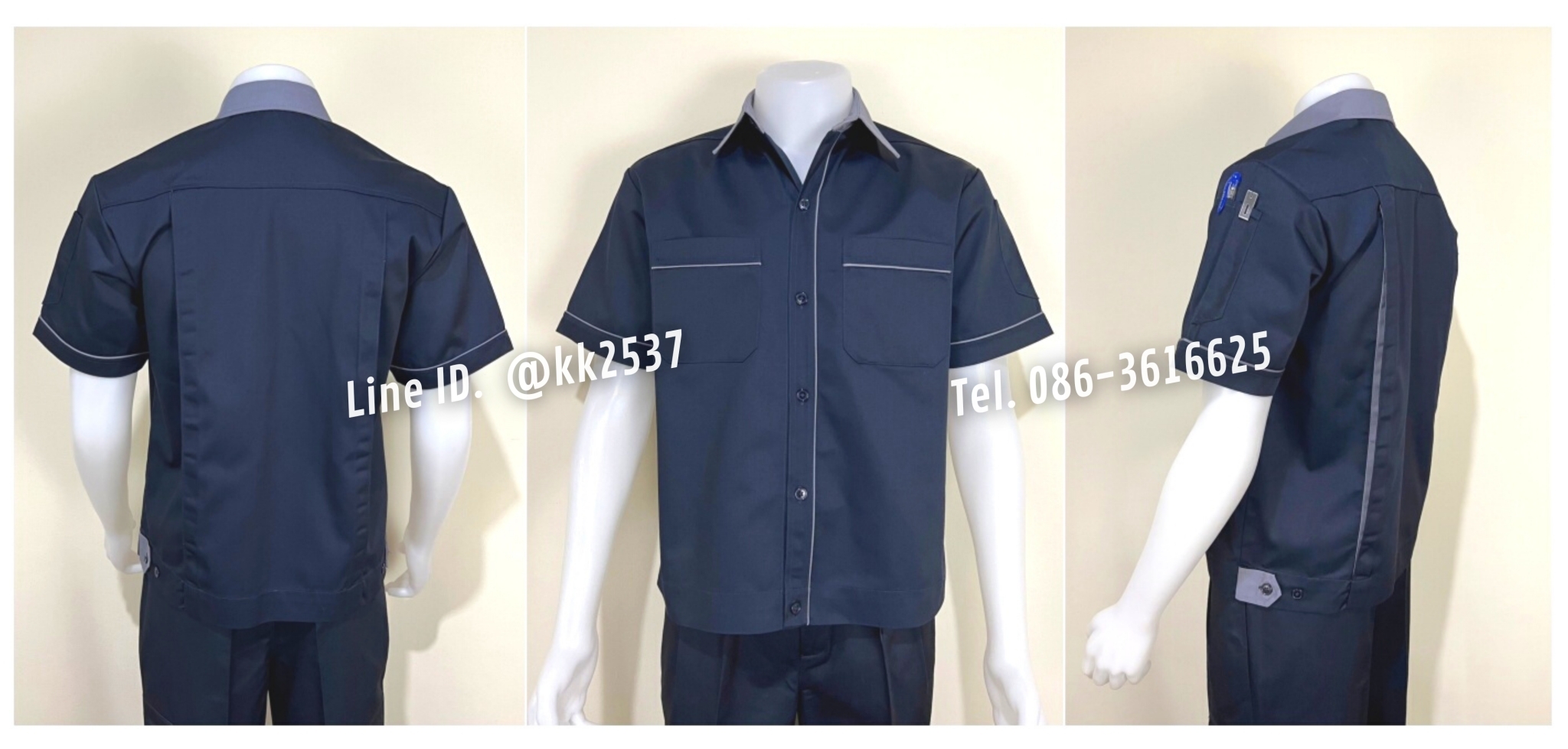 รหัส A 179 เสื้อช่างแขนสั้นแบบกรมกุ้นเทา(สั่งตัด)