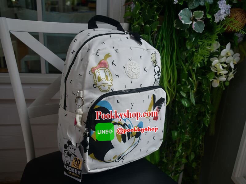 Kipling & Disney Summer 2019 Minnie Mouse and Mickey Mouse กระเป๋าเป้สะพายหลังสไตล์ Backpack มาพร้อมพวงกุญแจลิง ด้านหน้ามีช่องซิปแยกใส่ของจุกจิก ด้านข้างมีกระเป๋าข้าง ภายในช่องใหญ่หลัก มีช่องซิปใส่ของ พร้อมช่องเล็ก2ช่อง เปิด-ปิด ด้วยซิป วัสดุผ้ากันน้ำ จุข