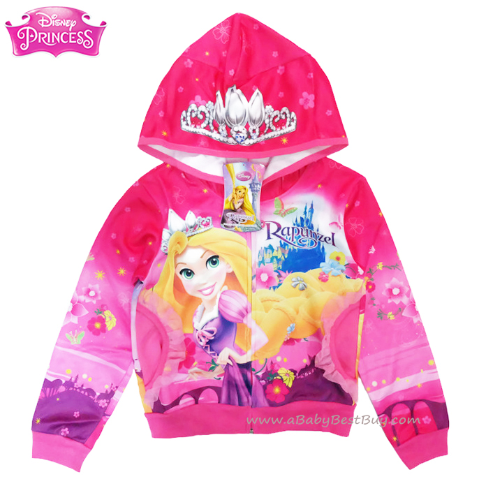 ฮ ( Size เด็ก 4-6-8-10-12-14 ปี ) Jacket Disney Rapuzel เสื้อแจ็คเก็ต เสื้อกันหนาว เด็กผู้หญิง สกรีนลาย เจ้าหญิงราพันเซล สีชมพู รูดซิป มีหมวก(ฮู้ด)ใส่คลุมกันหนาว กันแดด ใส่สบาย ดิสนีย์แท้ ลิขสิทธิ์แท้ (Size 4-6-8-10-12-14)