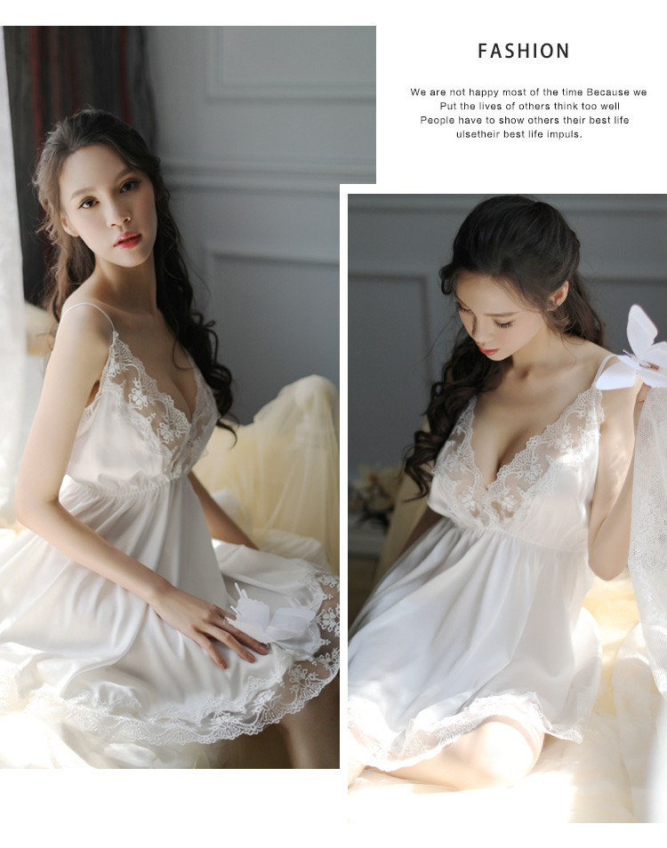 ชุดนอนเซ็กซี่ ชุดนอนซีทรู สีขาว แต่งลูกแหวกหน้า สีหวาน สวยหรูมากคะ สำเนา สำเนา สำเนา