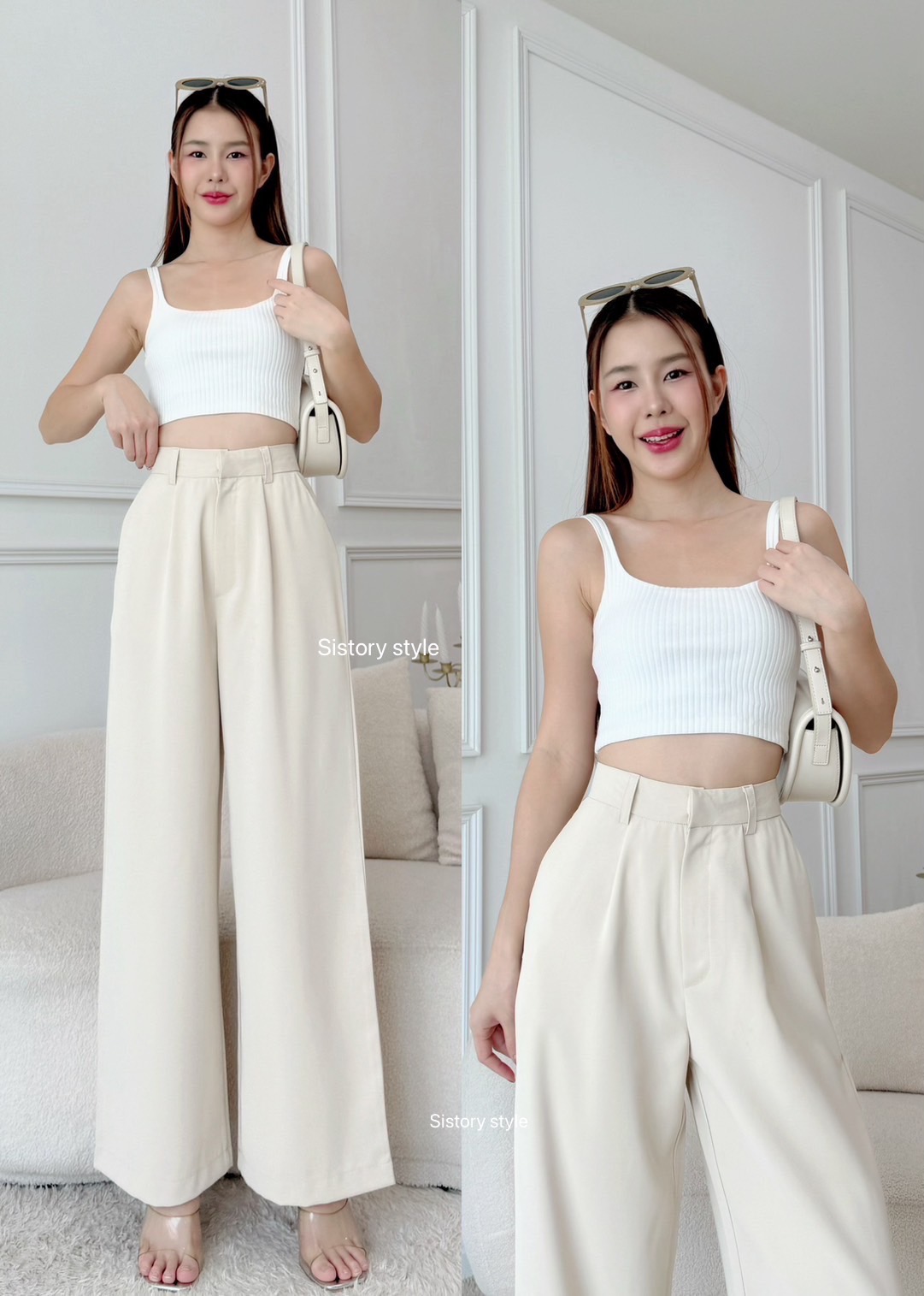 กางเกงแฟชั่น กระบอกใหญ่ จีบทวิส เก็บทรงสวย เลิกกังวลทั้งพุงและต้นขา