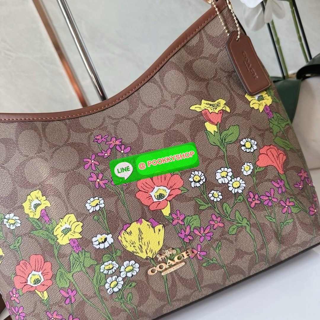 COACH LAUREL SHOULDER BAG IN SIGNATURE CANVAS WITH FLORAL PRINT (CR150) 🔖กระเป๋าถือ/สะพายข้าง คอลเลคชั่นใหม่ โดดเด่นปริ้นลายดอกไม้