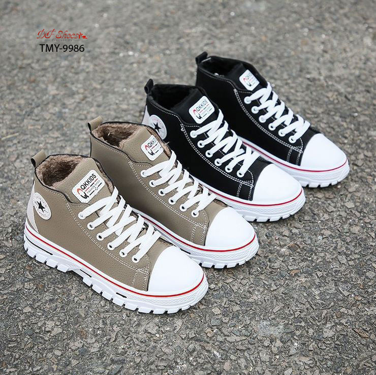 สินค้าพร้อมส่ง รองเท้าผ้าใบหุ้มข้อนำเข้าเสริมส้น วัสดุหนัง PU ด้าน บุขนด้านใน นุ่มใส่สบาย พื้นยางกันลื่น ทรงสวยฮิตมากค่ะ รุ่นนี้คุ้มสุดๆจ้า