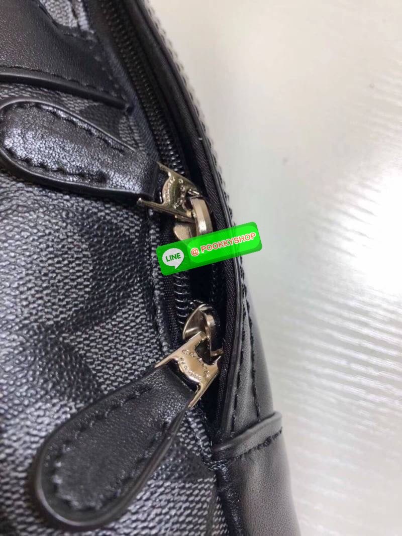 Coach Crossbody Charles Charcoal Black Signature Coated Canvas Backpack