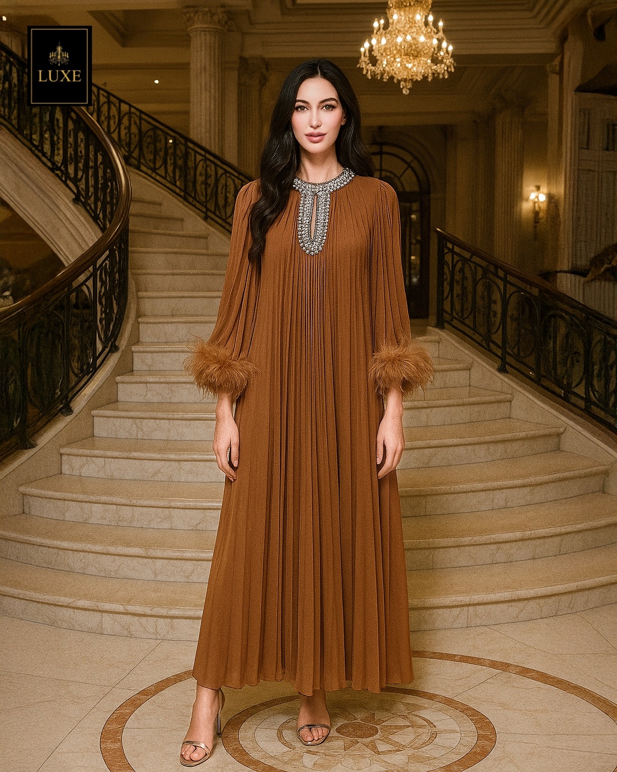 เดรสแฟชั่น เดรสแขนยาว กระโปรงบานตัวปล่อย คัตติ้งประณีต กรุยกราย