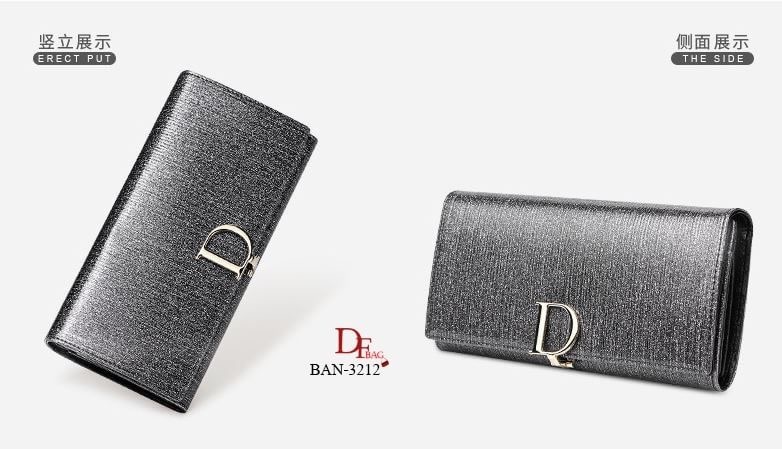 สินค้าพร้อมส่ง กระเป๋าสตางค์แบบยาวนำเข้า วัสดุหนัง PU กริตเตอร์งานดี ช่องหลากหลายทั้งใส่ธนบัตร เหรียญ นามบัตร ดีไซน์ที่เปิดด้านหน้าโลหะ D สีทอง งานสวย ดูดีได้ในราคาเบาๆจ้า