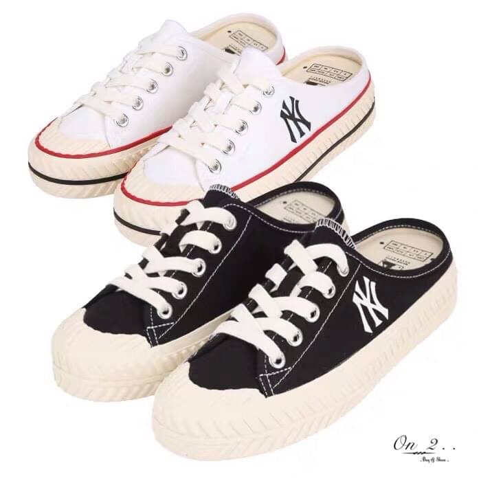 พร้อมส่ง รองเท้าผ้าใบเปิดส้น MLB playball origin mule new york yankees logo NY ส้นสูง 4cm.สวยเท่ห์ เป๊ะปังมาก มา 2 สี พร้อมกล่องแบรนด์