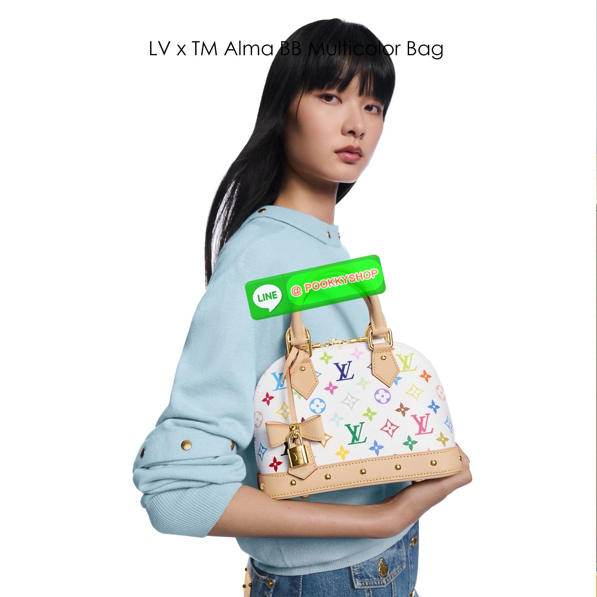 LV x TM Alma BB Multicolor Bag กระเป๋าทรงโดมสุดฮิต ดีไซน์ใหม่ต้อนรับฤดูร้อน โดดเด่นด้วยการตกแต่งลายพิมพ์ โทนสีสดใสสะดุดตา ที่สาวๆตามหา สวยสะพายขับผิว อัพลุคไฮน์ที่สุด ขนาดกำลังดี เรียบ ดูหรู หูจับในตัวทำให้ใช้งานได้สะดวก และมีสายครอสสะพายข้างให้ เปิด-ปิดด