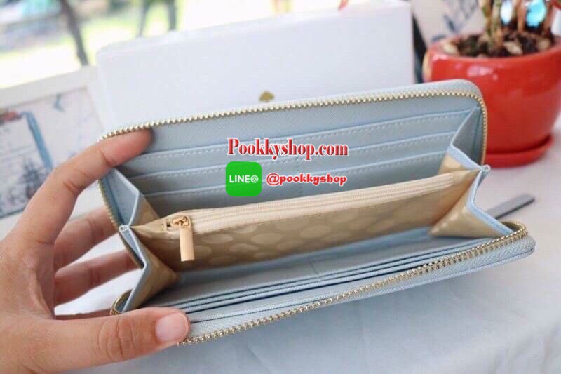 KATE SPADE WALLET กระเป๋าสตางค์ใบยาวรุ่นยอดนิยม วัสดุหนัง safiano เรียบหรู ดูดี อะไหล่ทอง ด้านในมีช่องซิป ช่องใส่เหรียญ ช่องใส่บัตรได้เยอะจุใจ พร้อมกล่อง