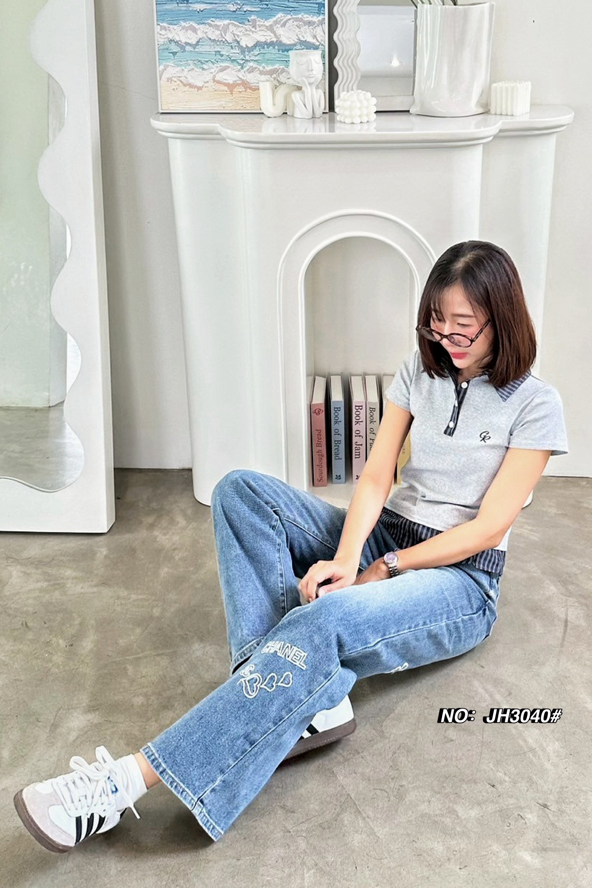 กางเกงแฟชั่น No.JH3040# - กางเกงยีนส์ขากระบอก งานสวยจริงๆ ไม่ว่าเนื้อผ้า ทั้งสีและทรง สวยไปหมดเลยค่า